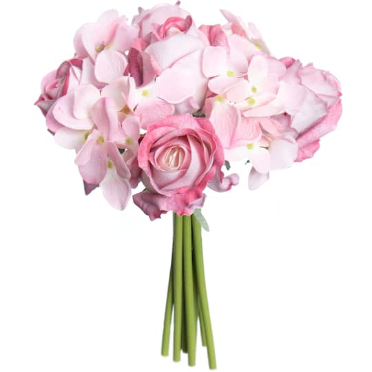 11" Pink Rose & Hydrangea Real Touch Stem Bundle by Ashland®